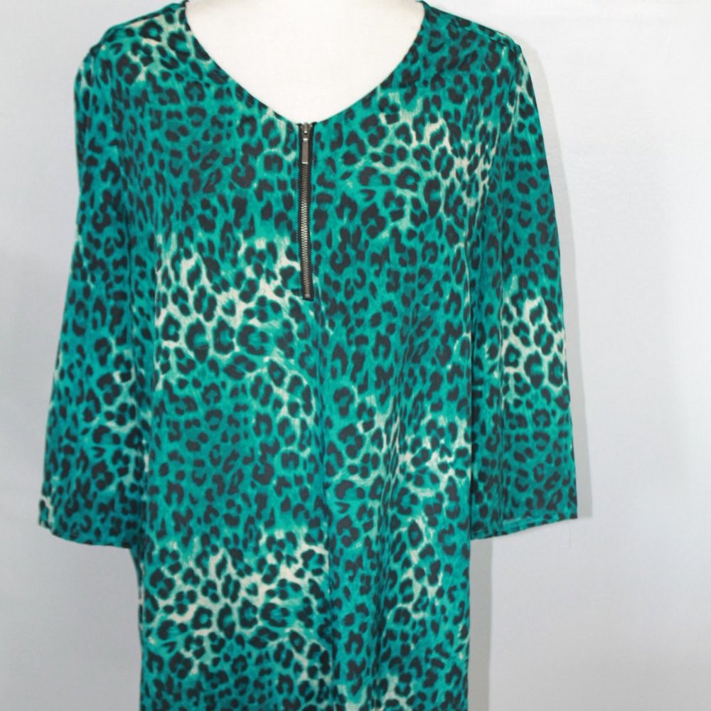 Massini Leopard Print, Zip Front Shirt
